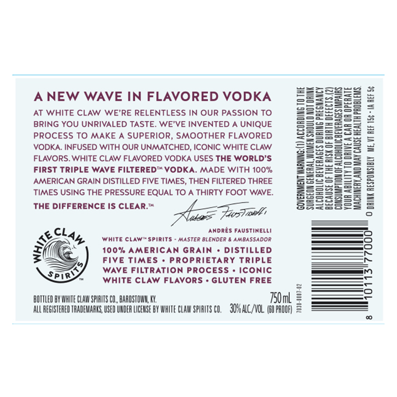 White Claw Black Cherry Vodka 750ml (60 Proof)