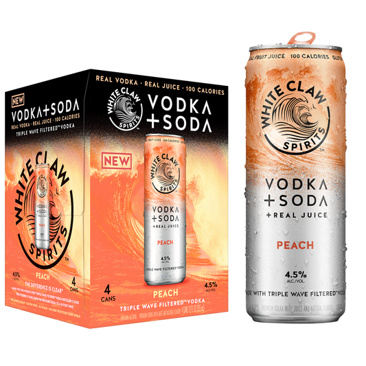 White Claw Hard Seltzer Vodka + Soda Peach 4pk 12oz Can 4.5% ABV