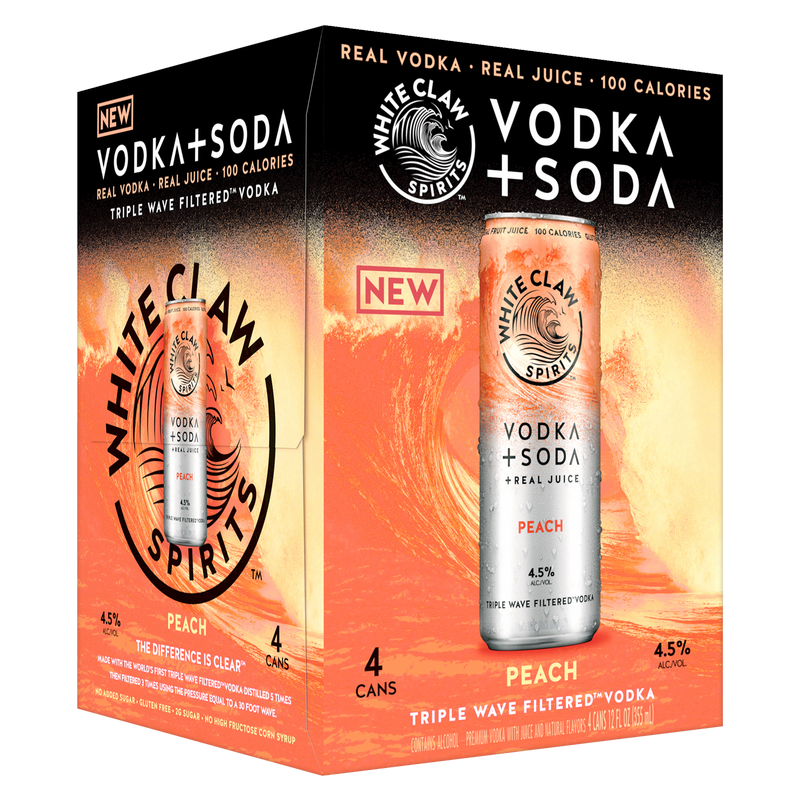 White Claw Hard Seltzer Vodka + Soda Peach 4pk 12oz Can 4.5% ABV