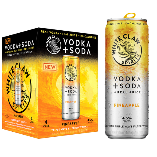 White Claw Hard Seltzer Vodka + Soda Pineapple 4pk 12oz Can 4.5% ABV