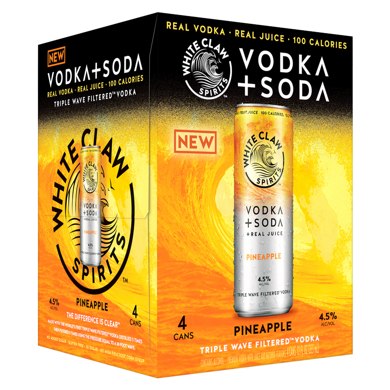 White Claw Hard Seltzer Vodka + Soda Pineapple 4pk 12oz Can 4.5% ABV